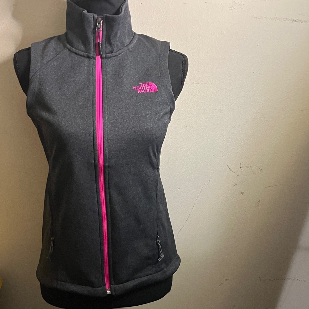 The North Face Charcoal Vest with Fuchsia Zipper